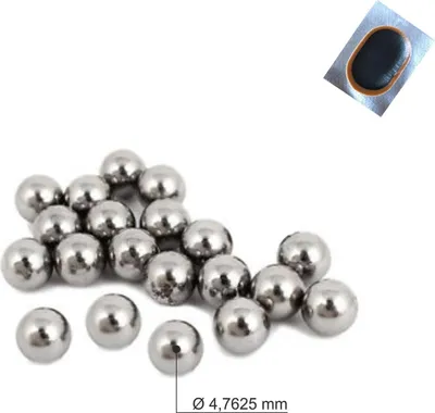 Image de 40 billes trempées Weldtite pour acier au carbone - 3/16" avec rustines pour chambre à air