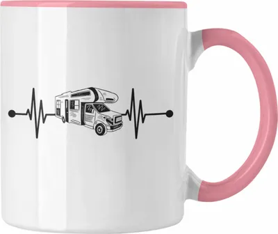 Produktbild von Trendation - Herzschlag Wohnwagen Wohnmobil Tasse Geschenk Camper Wohnmobilfahrer Geschenkidee Lustig (Rosa)