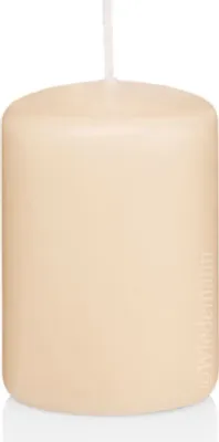 Produktbild von Stumpenkerzen mit Abbrandschutz Creme (Kerzen in Cellophan gewickelt) 130 x 70 mm 12 Stück für den sicheren Abbrand von Kerzen auf Adventskränzen und Gestecken