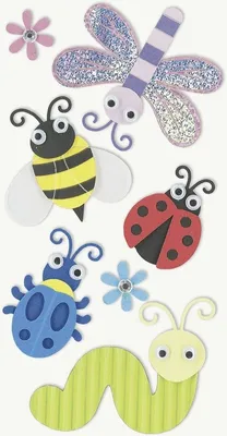 Produktbild von Sticker-Etikett Insekten 6 Stück bunt Packung mit 6 Stück