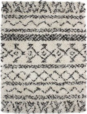 Immagine prodotto di Tappeto a pelo lungo con motivi etnici ecrù 133x190