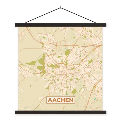 Produktbild von MuchoWow® Textilposter Karte - Jahrgang - Aachen - Stadtplan 90x90 cm mit schwarzem Rahmen - Magnetisches