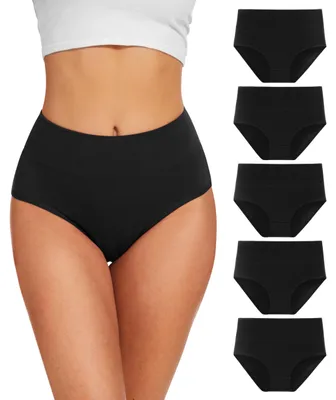 Immagine prodotto di Solidchoice - Confezione da 5 slip da donna, cotone, vita alta, modello hipster