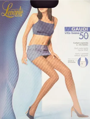 Obrázek produktu pro Dámské punčocháče 50 den, 55 dtex, z mikrovlákna, s nízkým pasem, značka LEVANTE, model GAUDI' 50 COLLANT VITA BASSA, velikosti 4–XL, složení: bavlna 3 %, polyamid 86 %, Elastan 11 %
