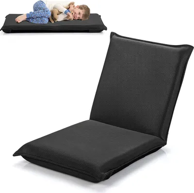 Produktbild von Bodenstuhl klappbar mit 6 Einstellbarer Rückenlehne, Bodensessel mit Liegefunktion, Lehnstuhl gepolstert (schwarz)