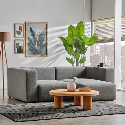 Produktbild von 2-Sitzer Sofa 'Suldal' mit Longchair Webstoff Grau