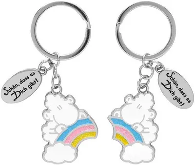 Produktbild von Regenbogenschlüsselanhänger für zwei, Hänge-Set, zwei Hänger mit Schlüsselanhänger, Metall, Metall | Geschenk, für zwei, für Paare | 47009