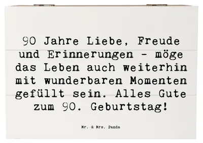 Produktbild von Mr. & Mrs. Panda holzschatulle Spruch 90. Geburtstag 22 x 15 cm - Weiß - Geschenk, Box, Leben voller wunderbarer Momente, Happy Birthday, Kiste, geschenkkiste, neunziger