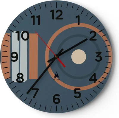 Produktbild von Wanduhr - Rund - Glasuhr - Abstrakt modern Muster - 40x40cm - Schleichendes Uhrwerk - Lautlos - zum Aufhängen bereit - Dekoration Modern - Wanddekoration aus Glas - C4AR40x40-4567