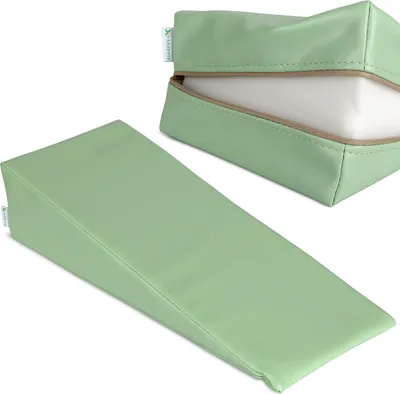 Obrázek produktu pro Polohovací klín Habys, pro masáže a terapii, polohovací polštář, polohovací materiál, fyzioterapie, lymfatický klín, ortopedický, velikost:54x22x12cm, zelený