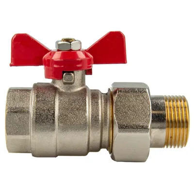 Produktbild von tecuro Kugelhahn mit Verschraubung G 3/8 Zoll x Innengewinde Rp 3/8 Zoll, Messing vernickelt