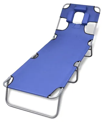 Image de Transat pliable avec coussin pour la tête, idéal pour l'extérieur