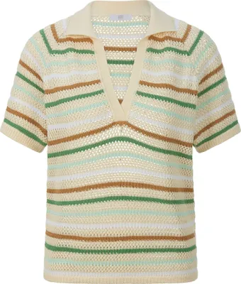 Produktbild von Pullover aus Baumwolle mit erdfarbenen Streifen in Polo-Optik