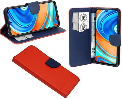 Produktbild von Buch Tasche "Fancy" XIAOMI REDMI NOTE 9 PRO Handy Hülle Schutzhülle mit Standfunktion, Kartenfach Rot