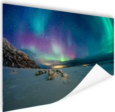 Produktbild von MuchoWow® Poster Nordlicht - Schnee - Farben 120x80 cm - Bilder