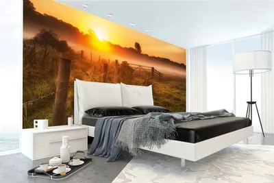 Produktbild von Vlies Fototapete NEBELIGE ENGLISCHE LANDSCHAFT 375 x 250 cm (inkl. Kleister) - Vlies Tapete, Wandtapete, Wandbilder - Tapete für Wohnzimmer Schlafzimmer, Büro, Küche - Montagefertig