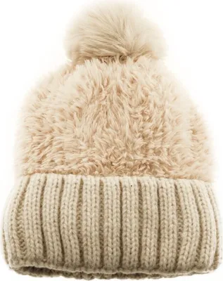 Imagen del producto de Gorro de invierno con pompón de felpa, forrado por dentro, uni, talla única, color beige