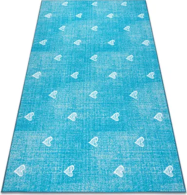 Produktbild von Teppich für Kinder HEARTS Jeans, vintage Herzen - türkis Blau 400x600 cm