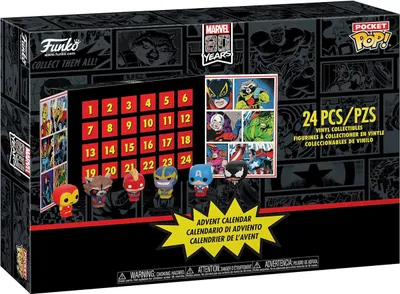 Produktbild von Funko Marvel Pocket Pop Adventskalender mit 24 Pop! Figuren Iron Man Captain Marvel Thanos
