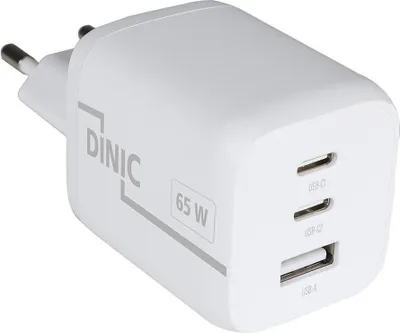 Produktbild von DINIC 65 W Schnellladegerät (GAN), USB C & USB A, Weiß
