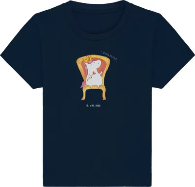 Produktbild von Mr. & Mrs. Panda Babyshirt Einhorn König 12. - 18. Monat - French Navy - Geschenk, Baby Jerseyshirt, Kleinkind Shirt, Bundeskanzler, Präsident,  T-Shirt, Unicorn