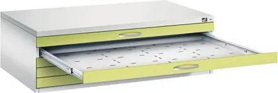 Produktbild von CP 7200 Planschrank lichtgrau, viridingrün 5 Schubladen 135,0 x 96,0 x 42,0 cm