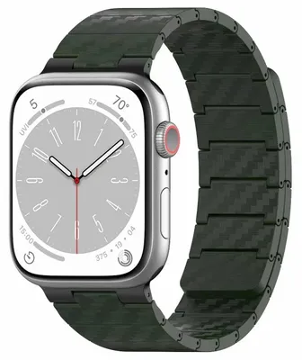 Produktbild von Für Apple Watch SE 2023 44mm Carbonfaser Magnetisches Ersatz Smart Armband Grün