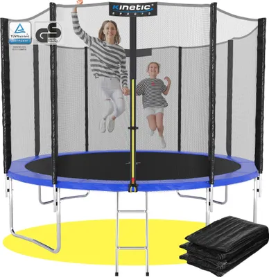 Produktbild von KINETIC SPORTS Trampolin Outdoor 'Salto Plus' Ø 244 cm – TÜV Rheinland geprüft, Komplett-Set für Kinder – bis 120 kg, Blau