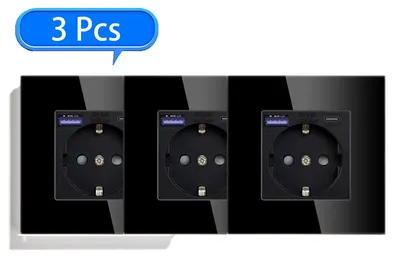 Obrázok produktu pre Nástenná zásuvka so zabudovaným USB-C portom – 20 W – 1 kus – 16 A – 220 V – na montáž do steny – čierna