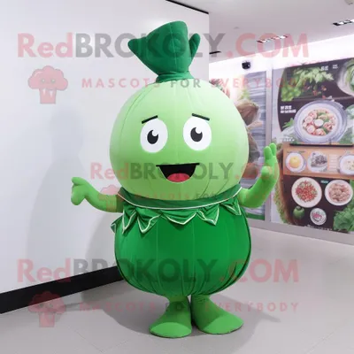 Productafbeelding van Green Turnip mascotte REDBROKOLY kostuum personage gekleed met een minirok en armbanden