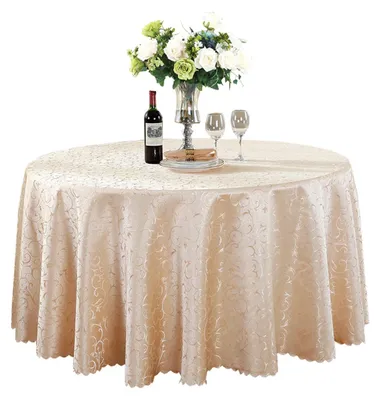 Runde Jacquard-Tischdecke, Champagnergold, Ø 240 cm