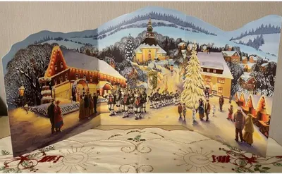Produktbild von Adventskalender Triptychon Seiffen mit Bergmannszug Erzgebirge