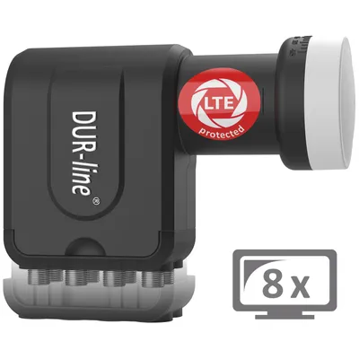Produktbild von DUR-line +Ultra Octo LNB - 8 Teilnehmer schwarz - mit LTE-Filter, 8-Fach, digital mit Wetterschutz, Full HD, 4K,