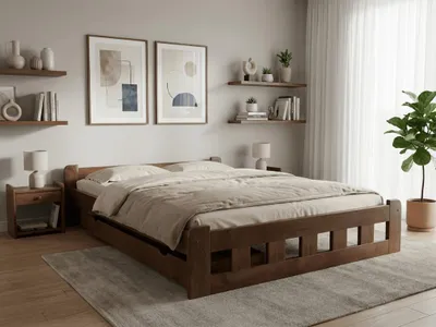 Obrázek produktu pro Postel Naomi zvýšená 160x200 cm, dub Matrace: bez matrace, Rošt: Bez roštu
