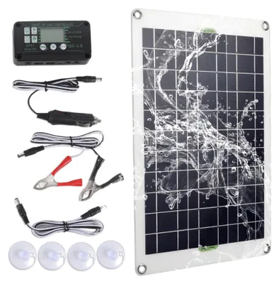 Solarmodul-Kit 50W 12V, monokristallin, 30A Laderegler für Wohnmobil, Boot