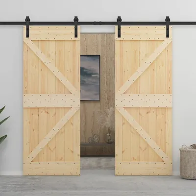 Produktbild von vidaXL Schiebetür mit Beschlag 80x210 cm Kiefer Massivholz