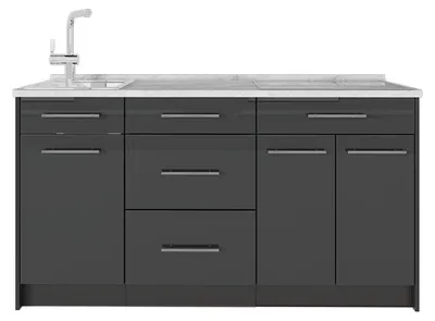 Obrázok produktu pre Kuchynský blok Vicco Fame-Line Antracit vysoký lesk/antracitová 150 cm, AP Marble, Model 65377