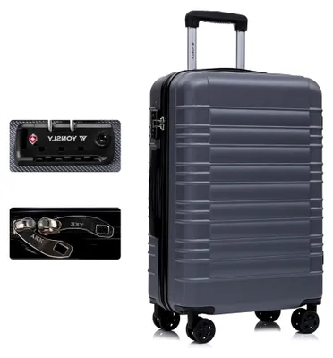 Produktbild von Hartschalen-Reisekoffer mit TSA-Schloss und YKK-Reißverschluss, Trolley mit 4 Rollen (Grau, L)