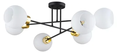 Produktbild von KAR-LIGHTING Deckenleuchte 6-flammig Schwarz aus Stahl und Glas – für Esszimmer & Wohnzimmer, E27