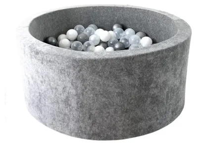 Image de MONIO for kids Piscine à balles velours 90 cm gris + 200 balles