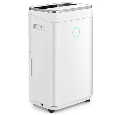 Produktbild von GOPLUS 25L/Tag Luftentfeuchter, 3 Modi (Entfeuchten, Trocknen, Schlafen), als Fan, 1-24h Timer, Kontrollleuchte, 6,5L Wassertank & Ablaufschlauch, Lufttrockner mit Griff & Rädern