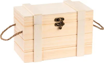 Produktbild von GLOREX Schatztruhe mit Griffen, Holz Verschluss, 21x11x11.5cm, Aufbewahrungsbox, Holz, Rechteckig, Holz, Einfarbig, Drinnen