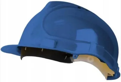 Produktbild von Belüfteter Bau-Schutzhelm Blau mit 4-Punkt-Gurtung, Entwässerungsrinne, -20 bis +50°C