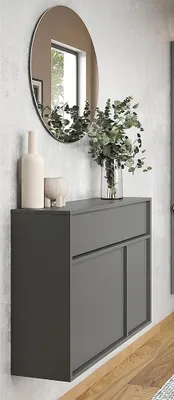 Produktbild von Garderoben-Set mit Spiegel & Schuhschrank in graphit, modern, 2-teilig - ALLOA-01