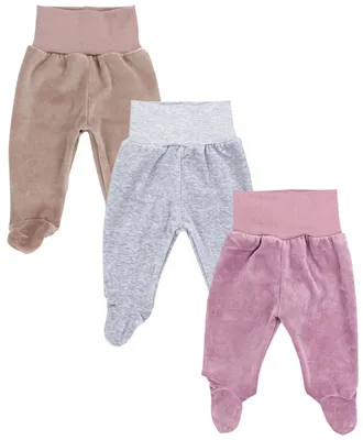 Produktbild von TupTam Mädchen Nicki Baby-Hose mit Fuß 3er Pack, Farbe: Melange Grau / Beige / Rosa, Größe: 86