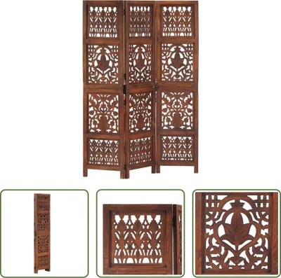 Obrázok produktu pre The Living Store 3-dielny rozdeľovač izieb ručne vyrezávaný 120 × 165 cm z mangového masívu