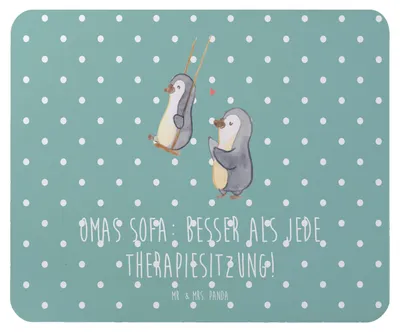 Produktbild von Mr. & Mrs. Panda Mauspad Oma Sofa - Meeresbrise - Geschenk, Großmutter, Familie, Mouse Pad, persönliche Erinnerungen, computer mousepad, Zuflucht, laptop, Handarbeit, Omi