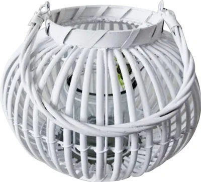 Immagine prodotto di Milani Home - lanterna in vimini e vetro bianco, portacandela decorativa da interno ed esterno, portico e giardino