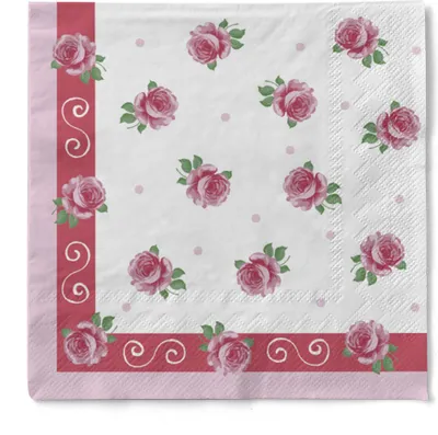 Produktbild von Sovie HOME Serviette Rosita in Bordeaux aus Tissue 33 x 33 cm, 3-lagig, 20 Stück - Floral Rosen
