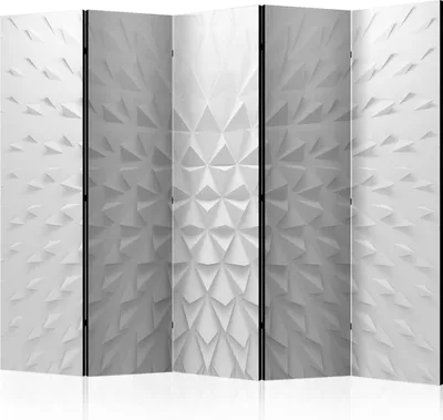 Produktbild von Akusticher Raumteiler 3D Effekt Abstrakt Foto Paravent 225x172 cm beidseitig auf Vlies-Leinwand bedruckt Akustikschaum Trennwand Spanische Wand Sichtschutz Home Office weiß f-B-0135-z-c